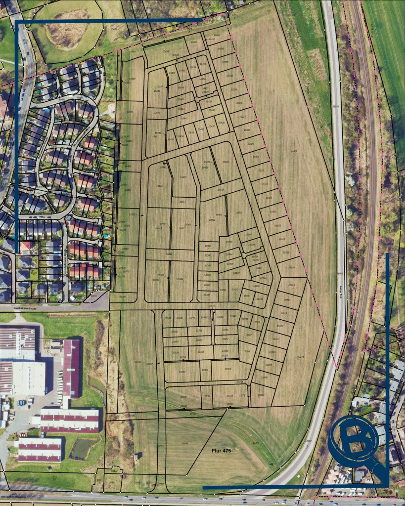 Markierte Grundstücksfläche von Ottersleber Chaussee